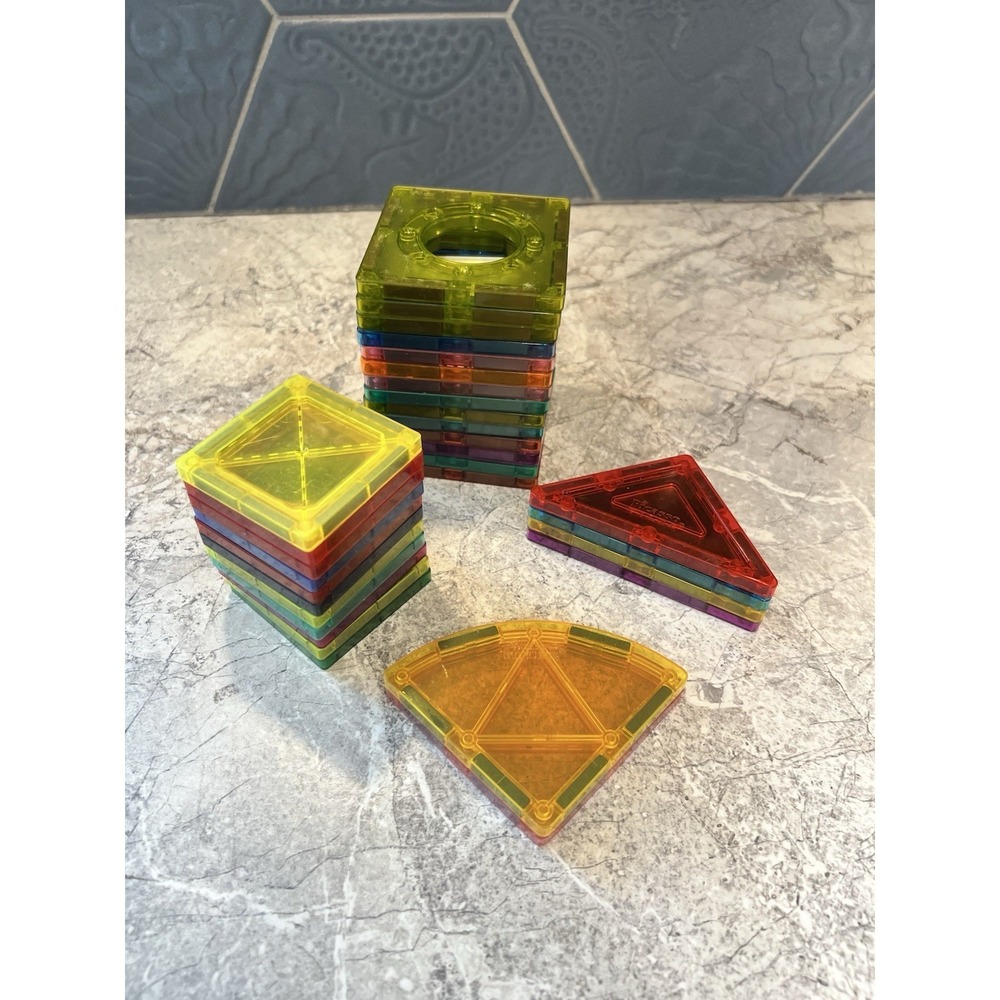 PicassoTiles Magnetic Building Tiles Lot Mixed Shapes Colors STEM Toy Pieces